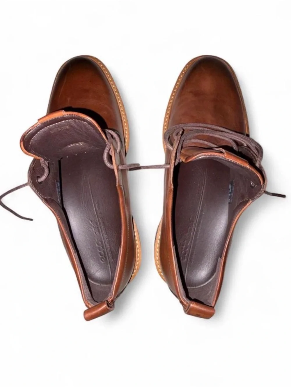 ECCO ST.1 Hybrid Toe Men’s Cognac Leather Oxford Dress Shoes, Size 7-7.5/ EU 41